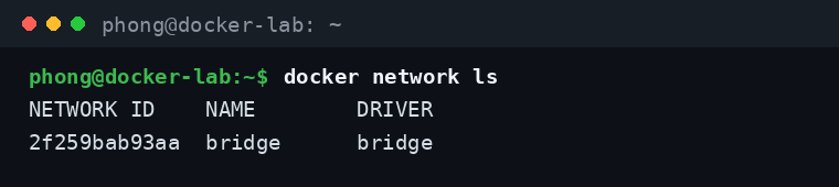 Danh sách Docker Network cơ bản mặc định trên máy Docker bằng lệnh docker network ls