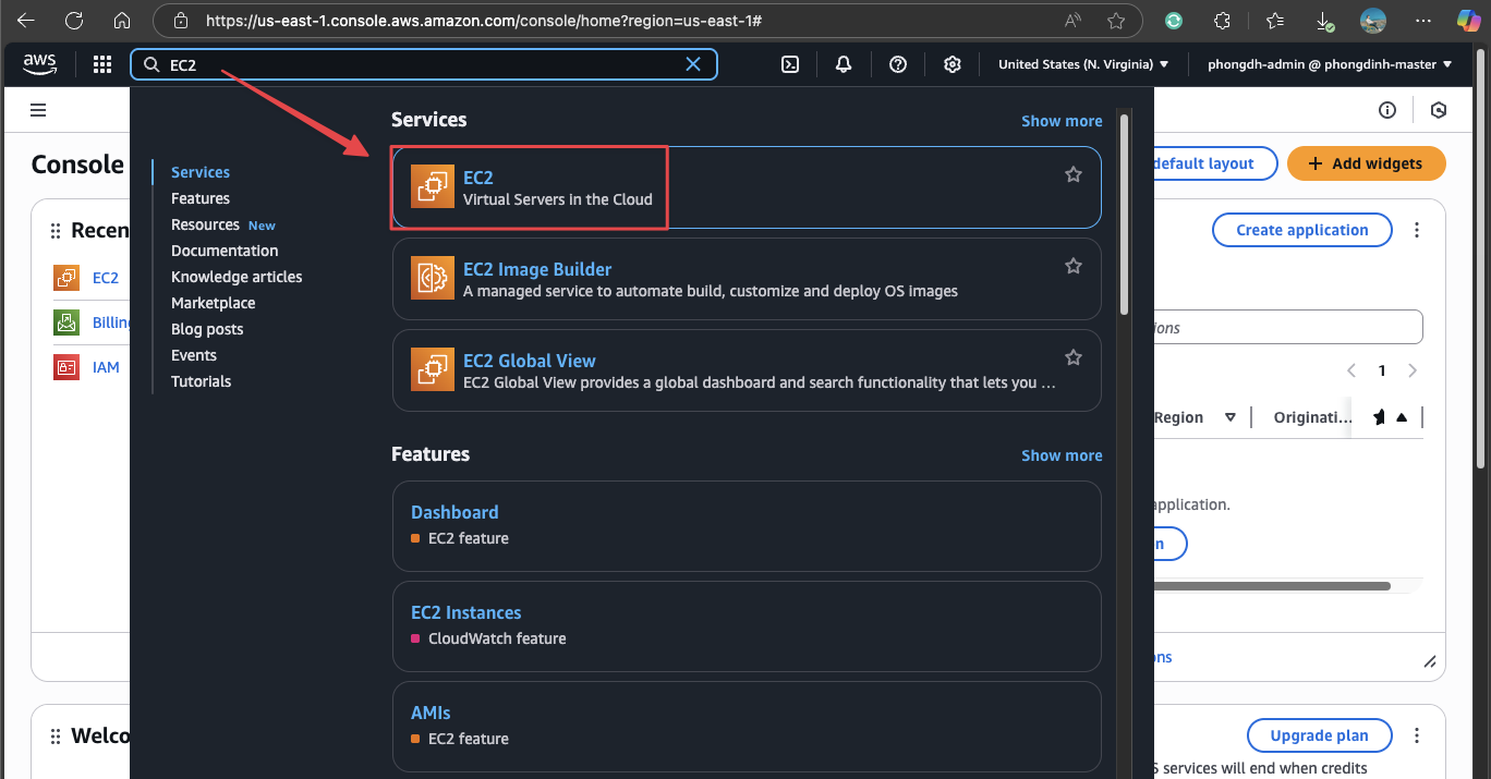 Menu Security Groups trong EC2 Console trên AWS