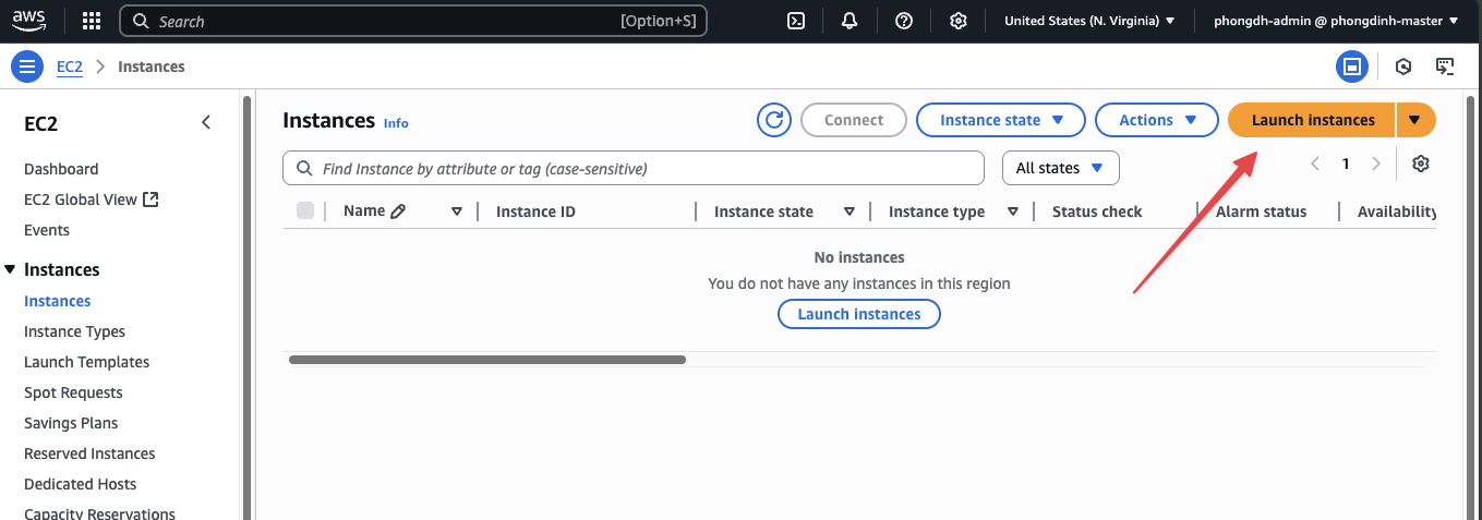 Đặt tên EC2-lab-phongdinh-info khi tạo EC2 Instance trên AWS