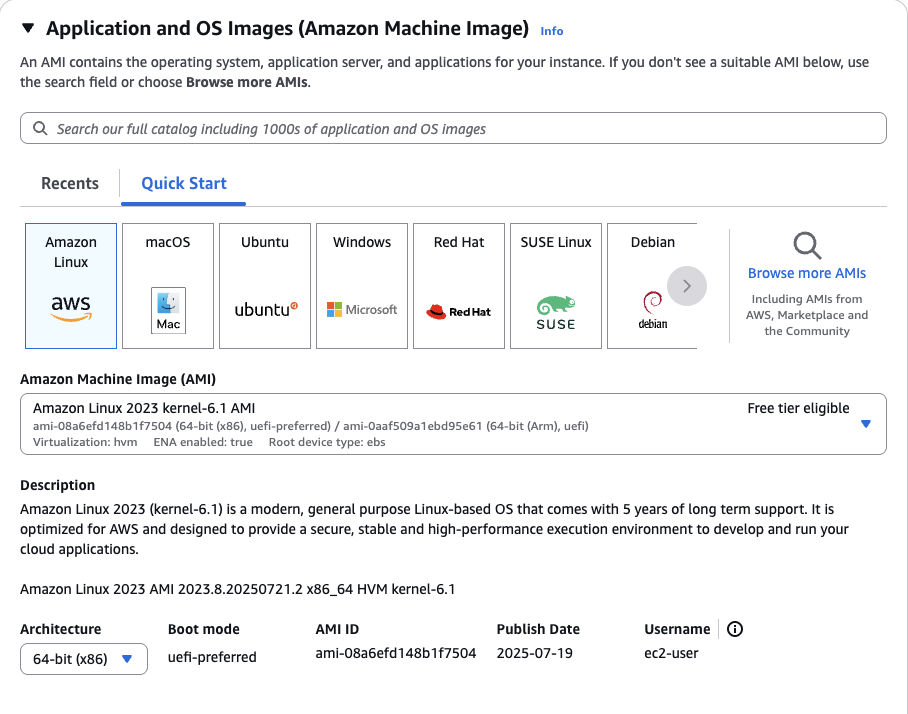 Chọn AMI Ubuntu khi tạo EC2 instance