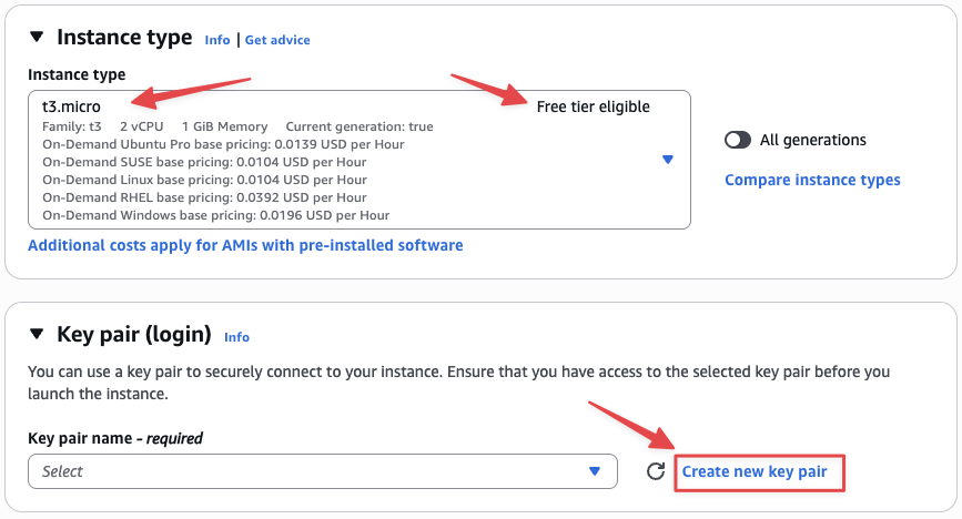 Tạo key pair mới cho EC2 instance