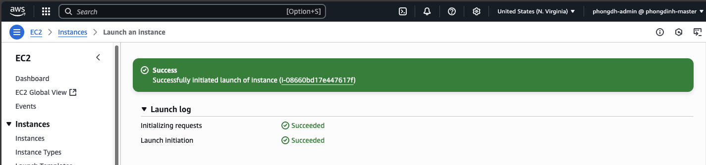 EC2 instance đang khởi tạo starting