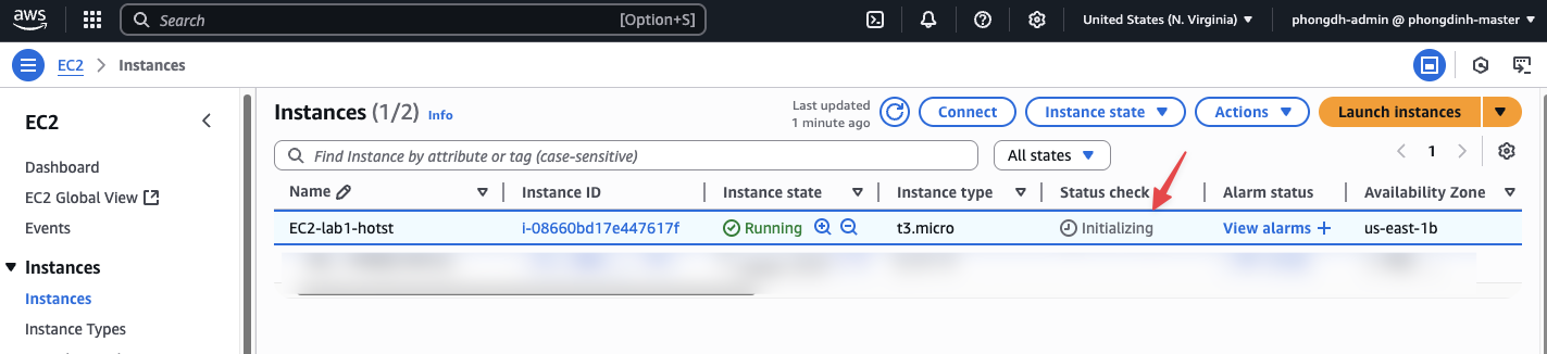 EC2 instance đang chờ chuyển sang trạng thái running