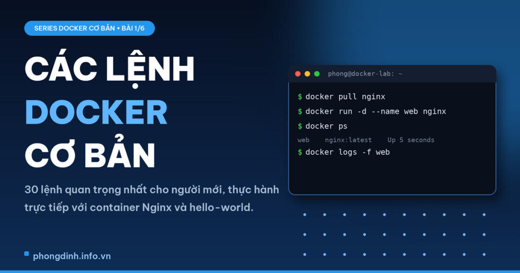 Ảnh đại diện bài các lệnh Docker cơ bản - Series Docker cơ bản bài 1 trên phongdinh.info.vn